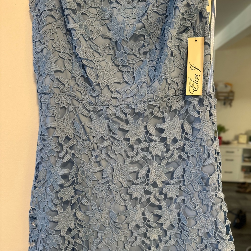 Eliza J Light Blue Lace Midi Dress - Picture 5 of 10